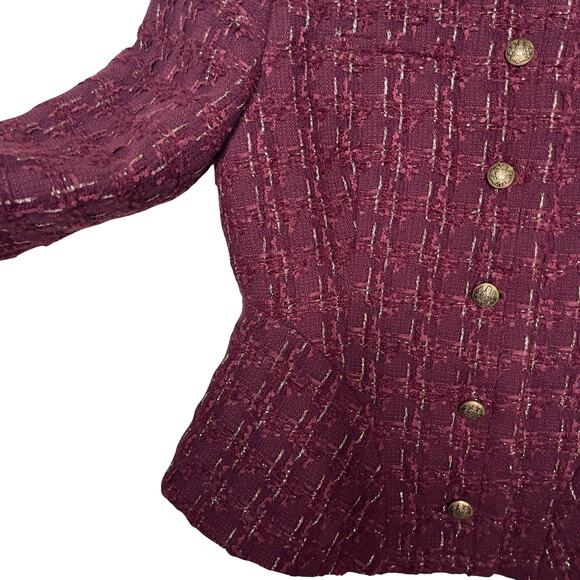 Hill House The Valentina Tweed Jacket and Mini Dress set in Burgundy Sz XS - Picture 14 of 16